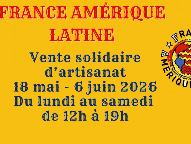 Vente solidaire d’artisanat latino-américain du 18 mai au 6 juin 2026, au local de FAL, 37 bd Saint Jacques, 75014, Paris